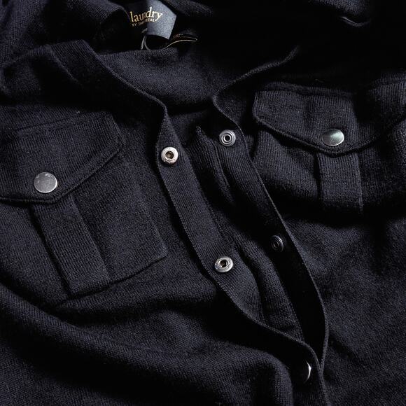 Laundry by Shelli Segal Long Black Cardigan Dress Size M Dark Academia - Picture 6 of 10